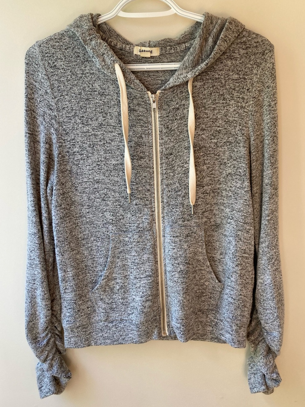 Garage Heather Gray Zip Hoodie with Drawstrings